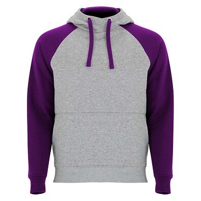 Badet zweifarbiger Kapuzenpullover Unisex, heather grau / lila, 2XL