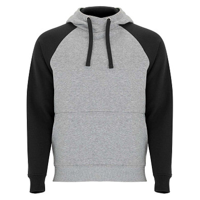 Badet zweifarbiger Kapuzenpullover Unisex, heather grau / schwarz, 3XL