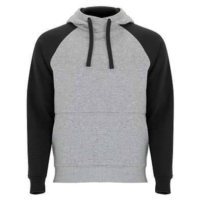 Badet zweifarbiger Kapuzenpullover Unisex, heather grau / schwarz, XS