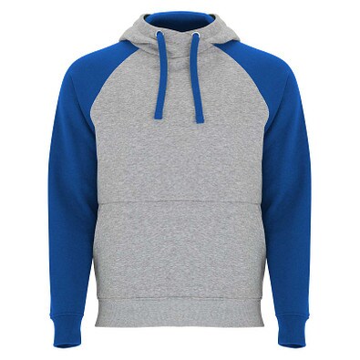 Badet zweifarbiger Kapuzenpullover Unisex, heather grau / royalblau, XS