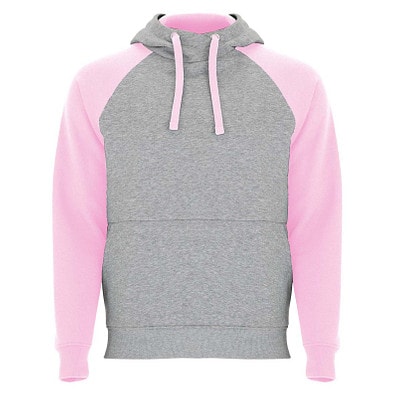 Badet zweifarbiger Kapuzenpullover Unisex, heather grau / hellrosa, XS