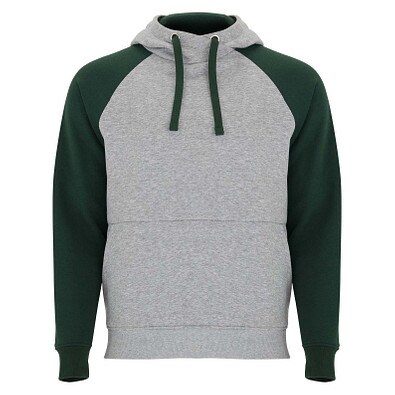 Badet zweifarbiger Kapuzenpullover Unisex, heather grau / dunkelgrün, XS