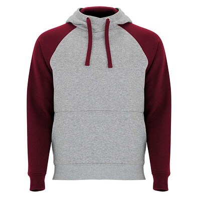 Badet zweifarbiger Kapuzenpullover Unisex, heather grau / Garnet, XS