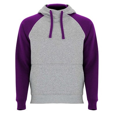 Badet zweifarbiger Kapuzenpullover Unisex, heather grau / lila, XS