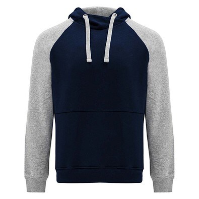 Badet zweifarbiger Kapuzenpullover Unisex, Navy Blue / heather grau, 2XL