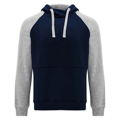 Badet zweifarbiger Kapuzenpullover Unisex, Navy Blue / heather grau, 3XL