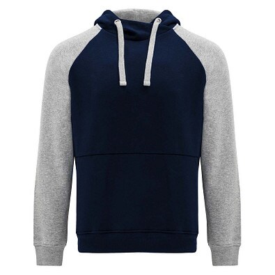 Badet zweifarbiger Kapuzenpullover Unisex, Navy Blue / heather grau, XS