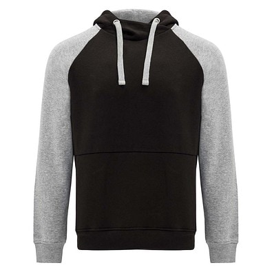 Badet zweifarbiger Kapuzenpullover Unisex, schwarz / heather grau, 2XL