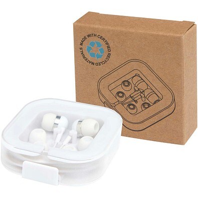 Baekdu kabelgebundenes Headset Typ-C mit Aufbewahrungsbox aus recyceltem Kunststoff, weiss
