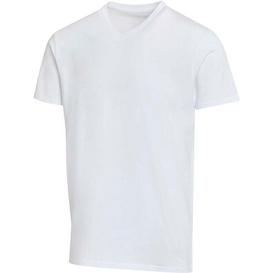 Balfour 200 g/m² Kurzärmeliges T-Shirt V-Ausschnitt Bio Baumwolle (OCS), unisex, weiss, 3XL
