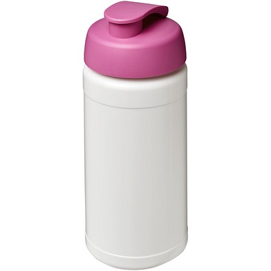 Baseline® Plus 500 ml Sportflasche mit Klappdeckel, weiß/rosa