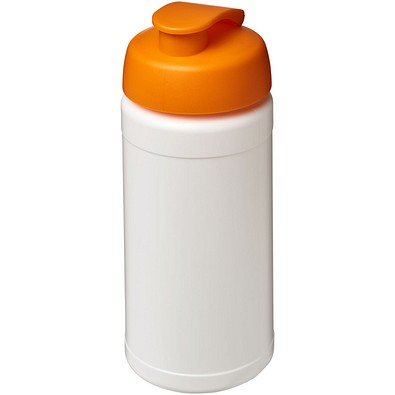 Baseline® Plus 500 ml Sportflasche mit Klappdeckel, weiß/orange