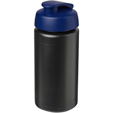 Baseline® Plus grip 500 ml Sportflasche mit Klappdeckel, schwarz/blau