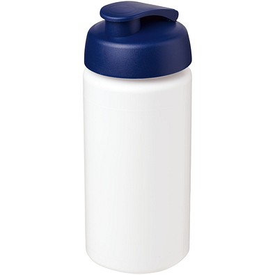 Baseline® Plus grip 500 ml Sportflasche mit Klappdeckel, weiß/blau