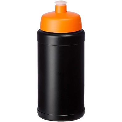 Baseline Recycelte Sportflasche, 500 ml, schwarz/orange
