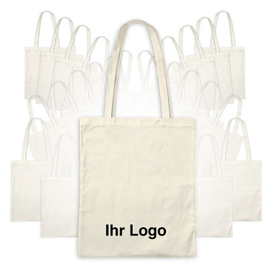 Werbe-Sparset: Baumwolltaschen, 150-tlg., inkl. Druck, lange Henkel, natur