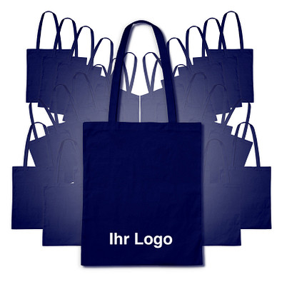 Werbe-Sparset: Baumwolltaschen, 100-tlg., inkl. Druck, lange Henkel, navyblau