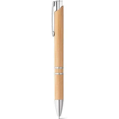 BETA BAMBOO. Kugelschreiber aus Bambus mit Clip und Details aus Metall, Natur