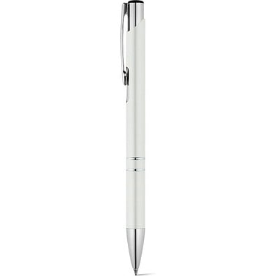 BETA BK. Aluminium-Kugelschreiber mit Clip, Weiß
