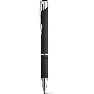 BETA SOFT. Kugelschreiber aus Aluminium mit Gummifinish, Schwarz