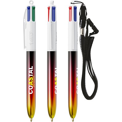 BIC® 4 Colours® Flaggen Kollektion + Schlüsselband Weiß - Schwarz -Rot - Gelb