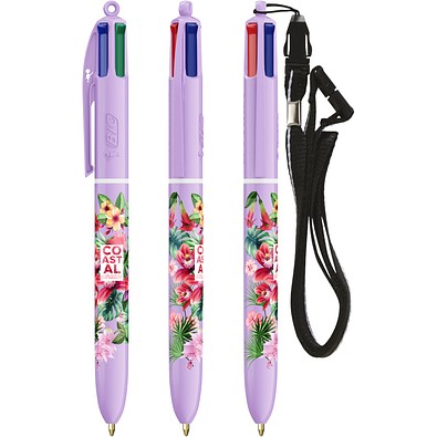 BIC® 4 Colours® Pastell + Schlüsselband Pastelllila