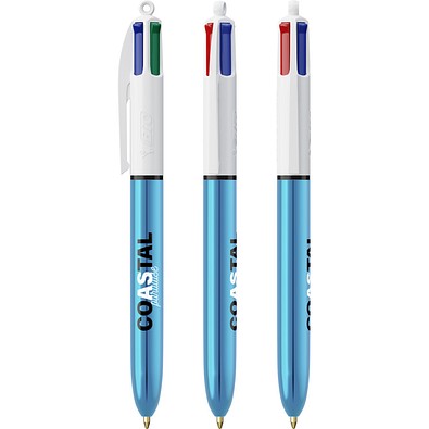 BIC® 4 Colours® Shine Kugelschreiber Weiß/Blaumetallic