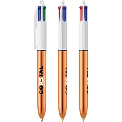 BIC® 4 Colours® Shine Kugelschreiber Weiß/Roségold