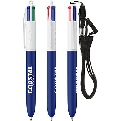 BIC® 4 Colours® Soft mit Lanyard Weiß/Marineblau Weich