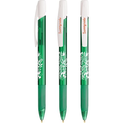 BIC® Media Clic Grip Kugelschreiber Gefrostetes Dunkelgrün/Gefrostetes Weiß Blaue Tinte