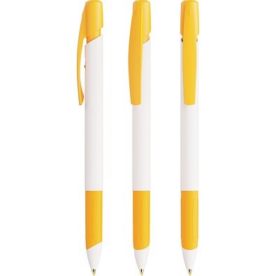 BIC® Media Clic Grip Kugelschreiber Weiß/Gelb Blaue Tinte
