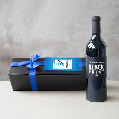 Black Print in edler Geschenkbox, Blaue Schleife, inkl. Druck