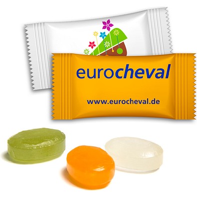 Bonbons im Flowpack, 3 g, Tutti-Frutti, Folie transparent, inkl. Druck