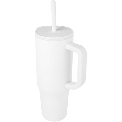 Brady 900 ml RCS-zertifizierter Isolierbecher mit Silikon Trinkhalm, weiss