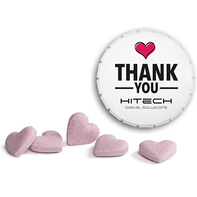 Brauseherzen in Mini Clic Clac Box, 16 g, weiß, inkl. Druck