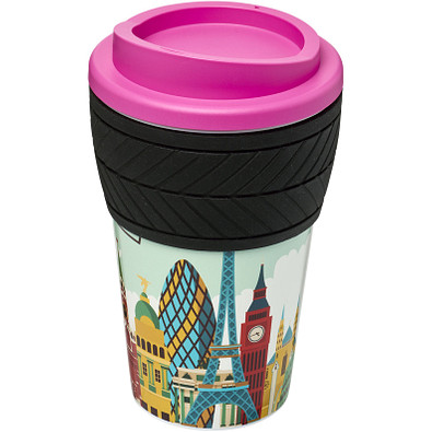 Brite-Americano Isolierbecher mit Schutzring Reifen-Design, 350 ml, magenta