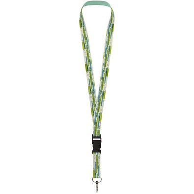 Bucks Sublimation Lanyard mit Schnappverschluss aus recyceltem PET Kunststoff, schwarz, 25mm
