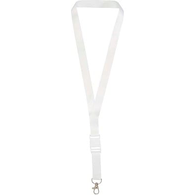 Bucks Sublimation Lanyard mit Schnappverschluss aus recyceltem PET Kunststoff, weiss, 25mm