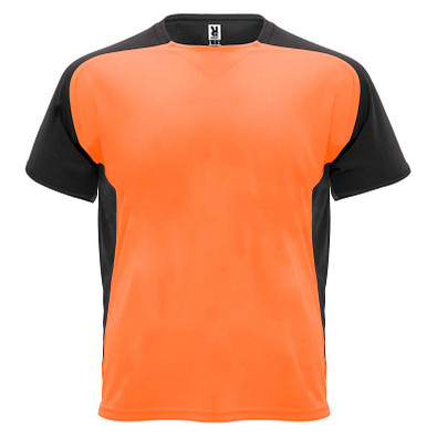 Bugatti T-Shirt Unisex aus recyceltem Material, Fluor Orange / schwarz, S