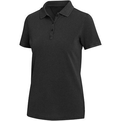 Calgary Poloshirt für Damen im Washed Look, 200 g/m2, schwarz, XS