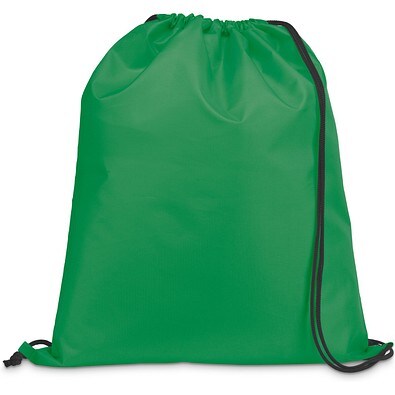 CARNABY. 210D Rucksacktasche mit schwarzen Zugbändern, Grün