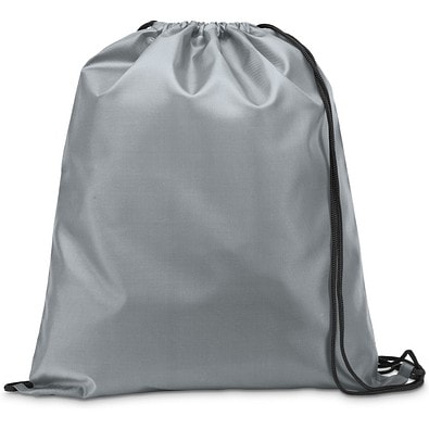 CARNABY. 210D Rucksacktasche mit schwarzen Zugbändern, Hellgrau