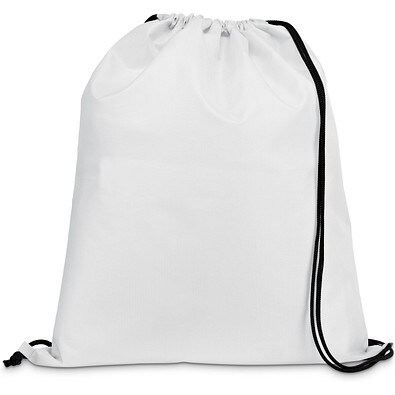 CARNABY. 210D Rucksacktasche mit schwarzen Zugbändern, Weiß