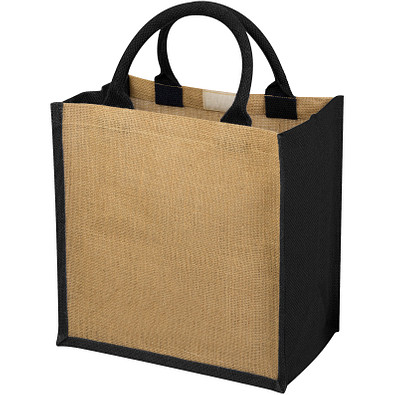 Chennai Jute Tragetasche, natur,schwarz