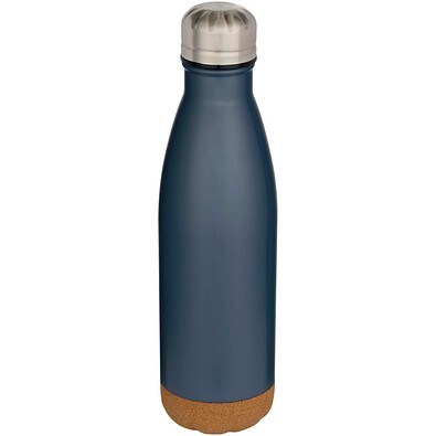 Cove 500 ml doppelwandige, vakuumisolierte Trinkflasche aus Edelstahl mit Korkdetails, hale blau