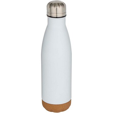 Cove 500 ml doppelwandige, vakuumisolierte Trinkflasche aus Edelstahl mit Korkdetails, weiss