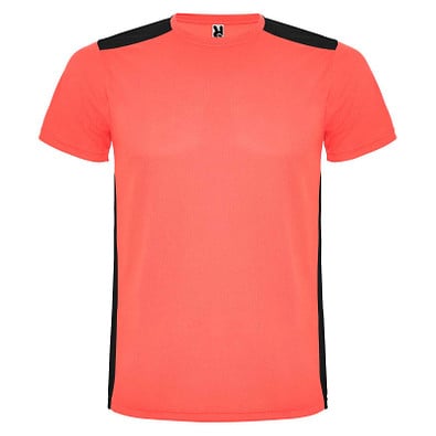 Detroit Sport T-Shirt für Kinder, Fluor Coral / schwarz, 16