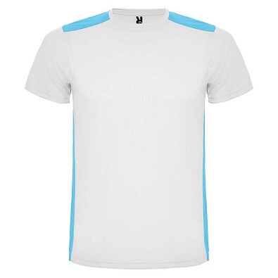 Detroit T-Shirt Unisex aus recyceltem Material, weiß / türkis, S