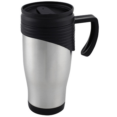 Doppelwandiger Thermobecher aus Edelstahl, 400 ml, grau