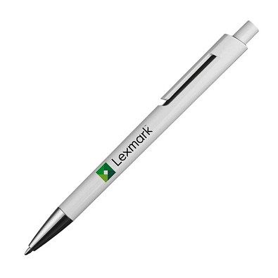 Druckkugelschreiber mit farbigen Applikationen, blaue Mine, schwarz